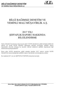 2017 Yılı Şeffaflık Raporu