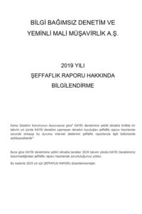 2019 Yılı Şeffaflık Raporu